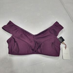 NWT Ted Baker Size 2 Off Shoulder Wrap Bikini Top Deep Purple